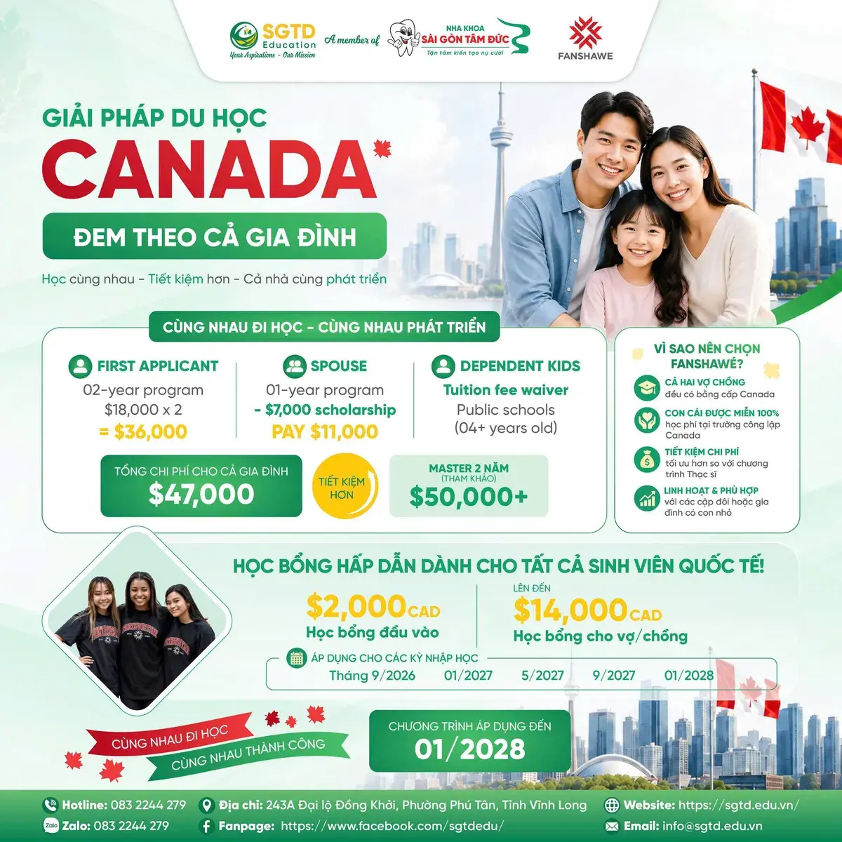 Poster chương trình Giải pháp du học Canada đem theo cả gia đình của SGTD Education